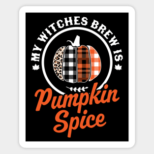 My Witches Brew Is Pumpkin Spice Halloween Plaid Leopard Sticker